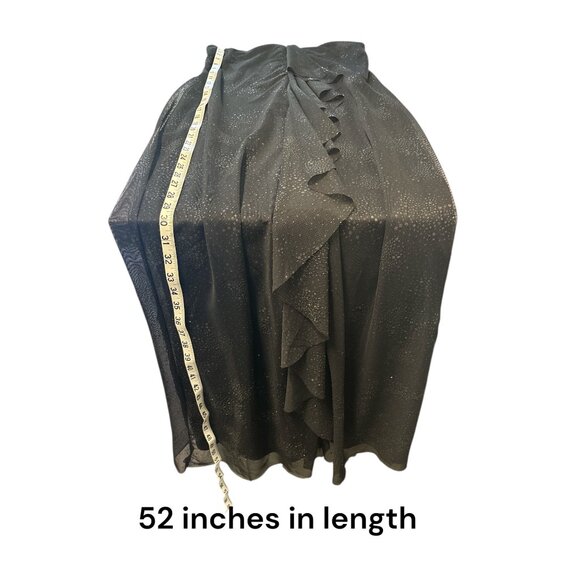 Whimsigoth Black Strapless Evening Dress With Ruched Front & Cascading Ruffle De - Picture 11 of 12